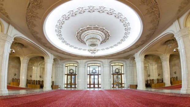 Interior of the Palace of the Parliament in Bucharest which is the capital of Romania.