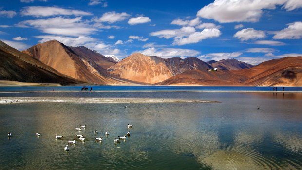 The Pangong lake high up in Ladahak region of India. The Chinese soldiers hurled stones while attempting to enter Ladakh region near Pangong Lake in June but were confronted by Indian soldiers, said a police officer. 