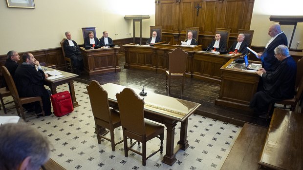 The courtroom on Saturday in the trial against former papal diplomat Jozef Wesolowski.