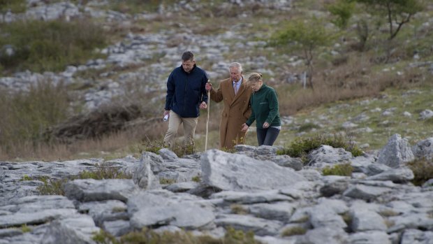 The Prince of Wales visiting the Burren, Galway, to learn about the challenges facing its farming community.
