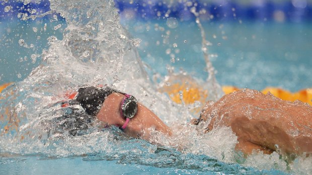 Making quite a splash: Emma McKeon competes in the women's 200m freestyle final during the 2016 NSW State Open Championships at Sydney Olmpic Aquatic Centre.