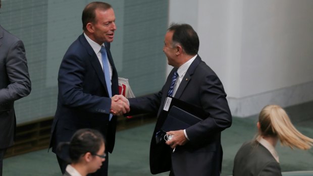 Defeated MP Andrew Nikolic, with former prime minister Tony Abbott.