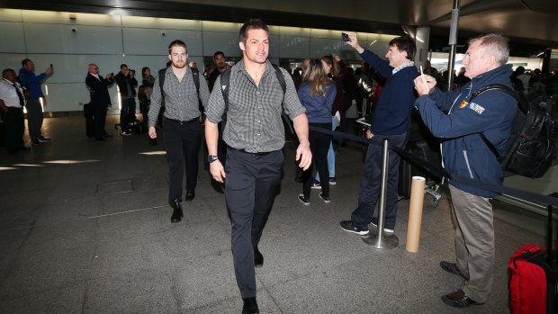 All Blacks captain Richie McCaw at Heathrow Airport at the start of the journey back to New Zealand on Monday.