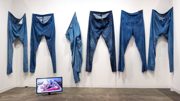 Michael Lett's jeans by Campbell Patterson at Art Basel Hong Kong 2016.