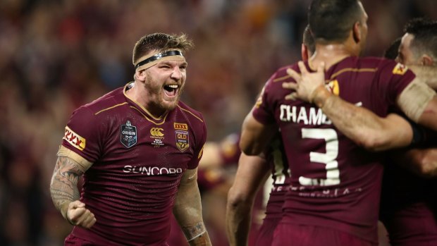 Losers have meetings: Josh McGuire celebrates at full time.