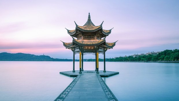 The Jixian Pavilion on the West Lake, Hangzhou. 