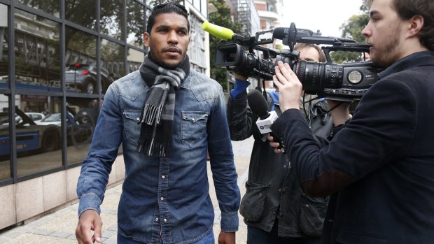 Bastia's Brandao leaves after a hearing at the French Football Federation (FFF) headquarters in Paris in a November 4, 2014, filephoto.
