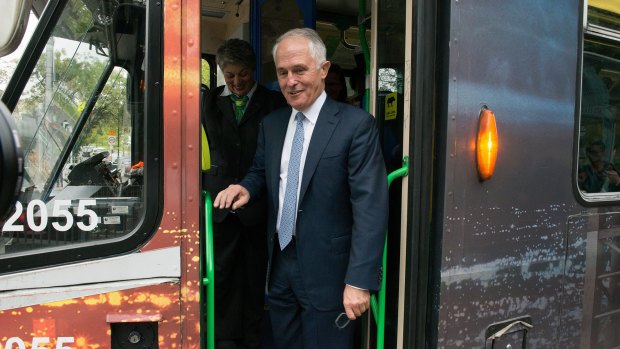 Malcolm Turnbull, pictured riding Melbourne's trams, was seen as a welcome change in Victoria after  Tony Abbott's time as prime minister.