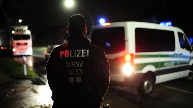 German police in the village of Varl following an anti-terror operation on November 24, sparked by a false report by a woman who mistook a man for Salah Abdeslam.
