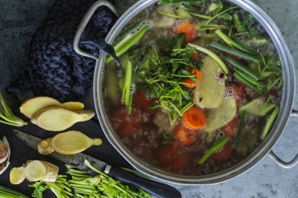 Kylie Kwong's Chinese-style vegetable stock.