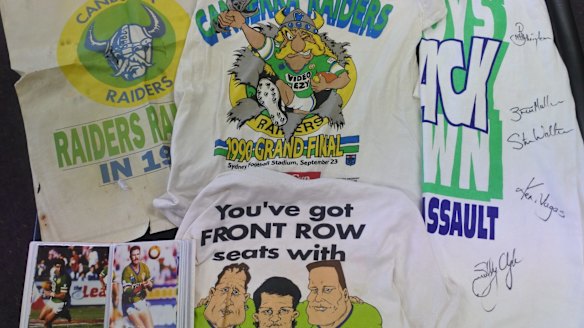 Canberra Raiders memorabilia from the 1980s and 1990s.