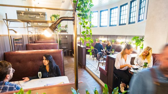 The interior of the bistro at Green Light Diner. 