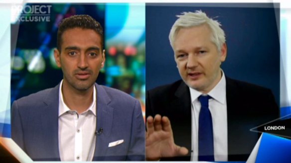 Assange spoke to Waleed Aly from the Ecuadorian Embassy in London.