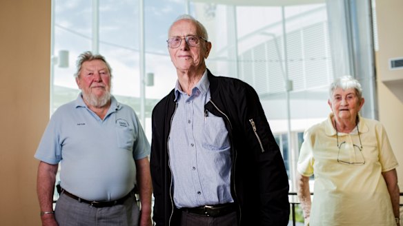  From left, former scheme workers Artur Baumhammer, 81, Denis Woodhams 84, and Dorothy Karman 83.