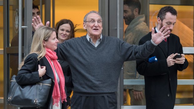 Free: Vincent Asaro gestures as he leaves the Brooklyn federal court on Thursday.