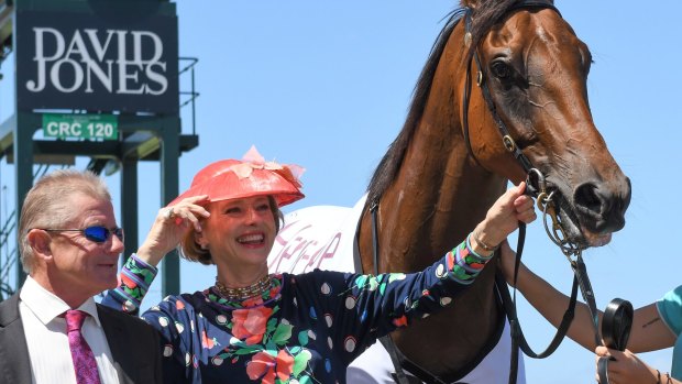 Hats off: Gai Waterhouse with Farson after winning at Moonee Valley on February 25.