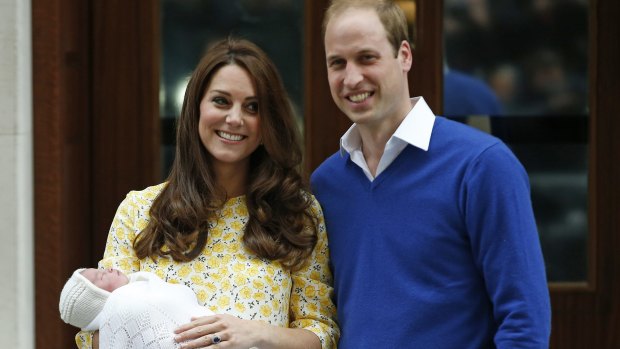 All in a day's work: Kate Middleton and Prince William with Charlotte Elizabeth Diana.