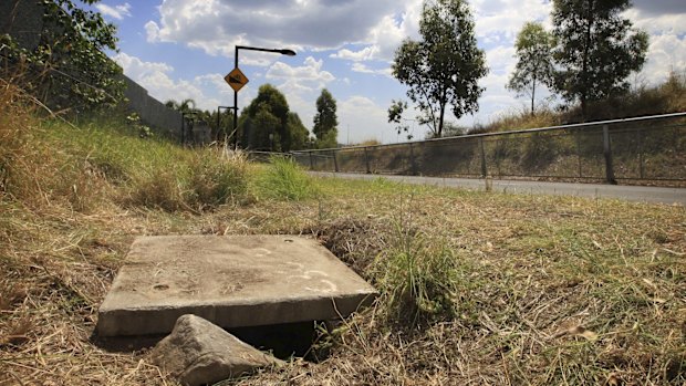 The drain where the baby was found at Quakers Hill.