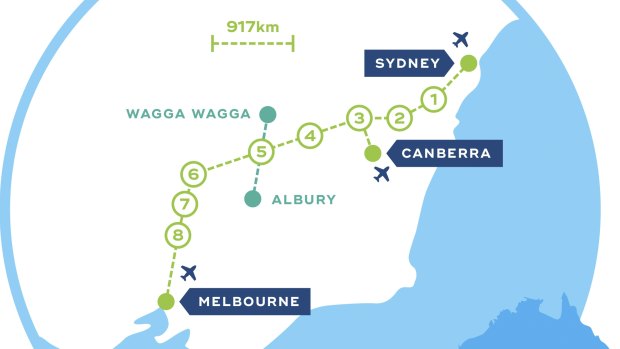 Proposed Sydney-Melbourne high-speed rail link.