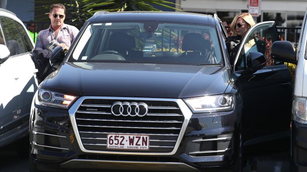 Karl Stefanovic and girlfriend Jasmine Yarbrough hop into a luxury Audi last week.