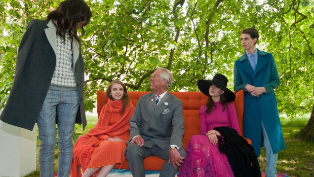 Prince Charles with models wearing wool in 2014.