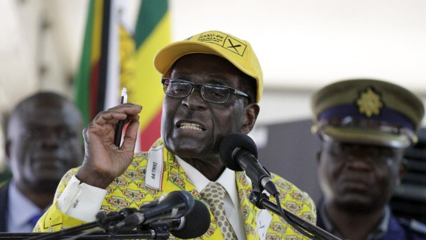 Zimbabwe's President Robert Mugabe addresses supporters last year. 