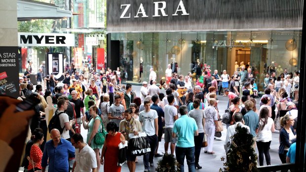 The influx of global brands like Zara has helped kick Pitt Street Mall rents back into the world's top five. 