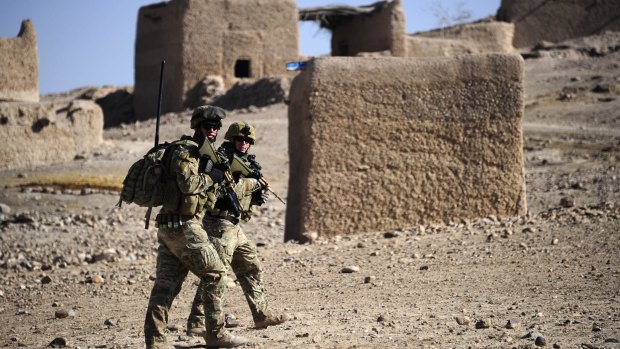 Soldiers from the Royal Australian Regiment on patrol in Afghanistan.