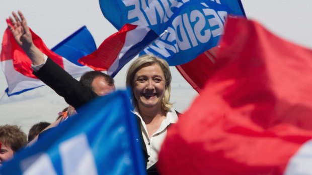 Marine le Pen is leading first-round presidential election polls in parts of France, ahead of President Francois Hollande, ex-leader Nicolas Sarkozy and Prime Minister Manuel Valls.