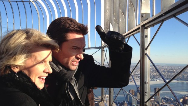 Dinner with Foreign Minister Julie Bishop and actor Hugh Jackman, pictured at the top of the Empire State Building in New York, received a winning bid of $35,500. 