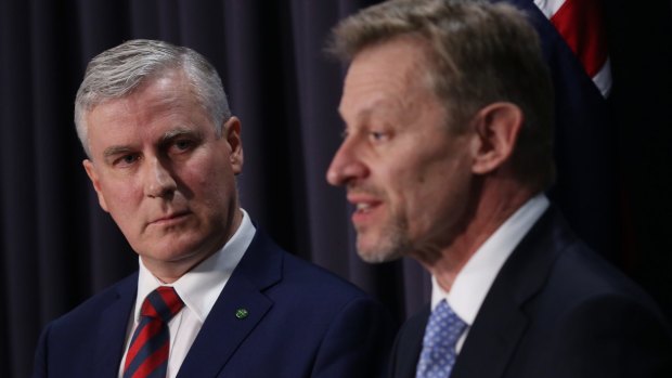 Assistant Treasurer Michael McCormack and the ABS chief statistician David Kalisch explain the census outage on Wednesday.