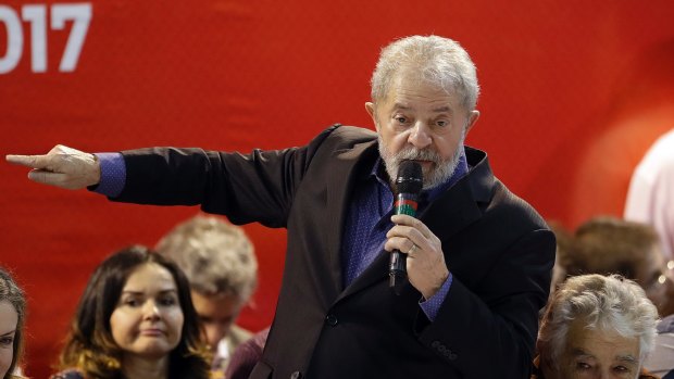 Brazil's former President Luiz Inacio Lula da Silva speaks during the Workers Party congress on Friday.
