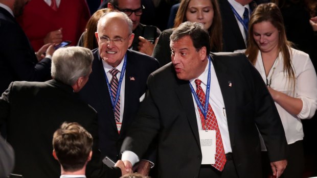 Centre, from left: Rudy Giuliani and Chris Christie are likely to named in Trump's cabinet. 
