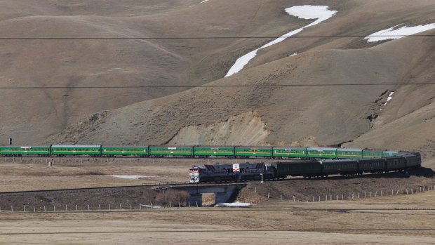 Mongolia, Ulan Baator, Trans-Mongolian express train.