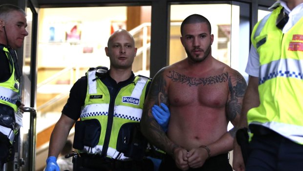 One of the men suspected of being involved in a brawl at Melbourne Magistrates Court. 