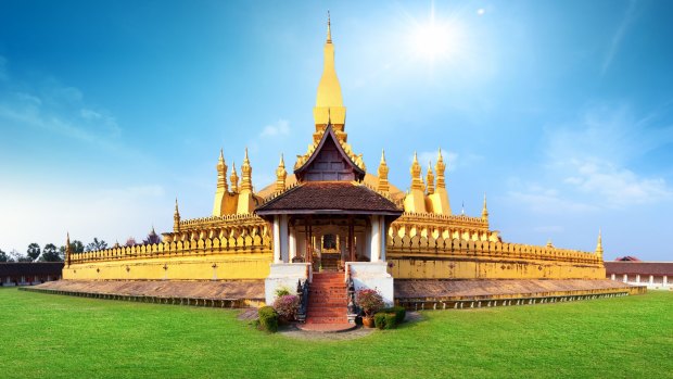 Golden pagoda wat Phra That Luang in Vientiane.