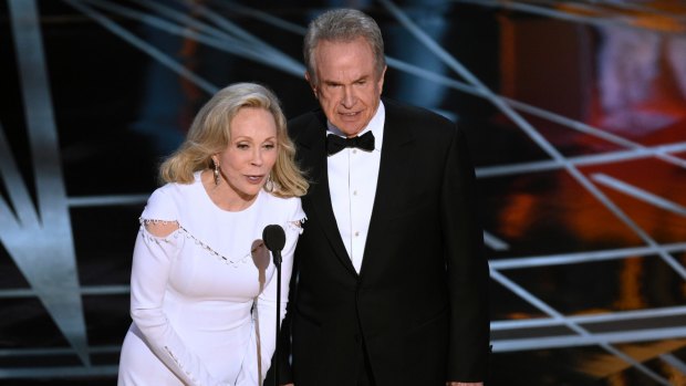 And the winner isn't: Faye Dunaway, left, and Warren Beatty present the award for best picture to the wrong film.