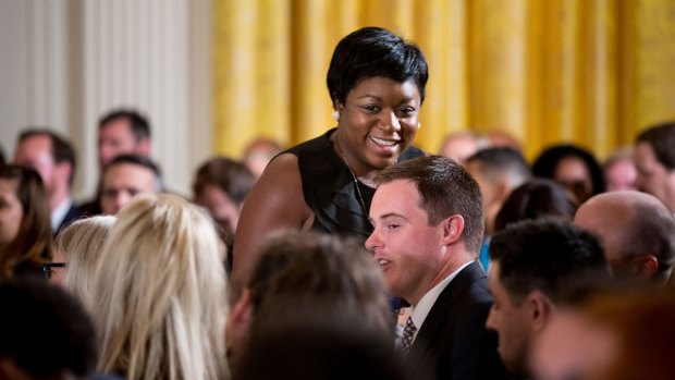 White House Social Secretary Deesha Dyer in the East Room of the White House in Washington early this month.