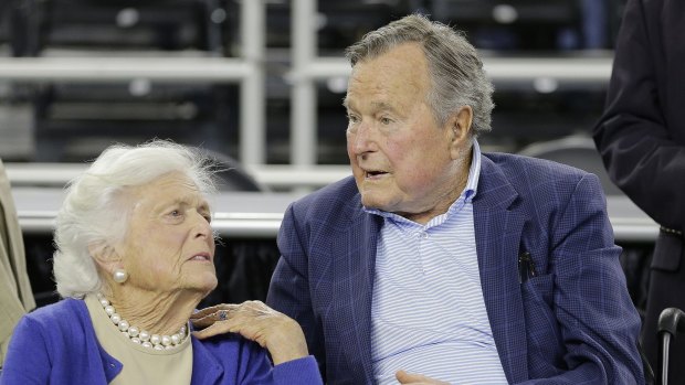 Former President George HW Bush and his wife Barbara Bush photographed in March. 