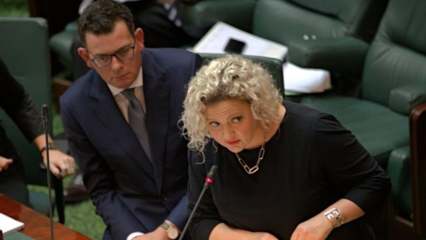 Health Minister Jill Hennessy reads a bill to legalise assisted dying for terminally ill Victorians.