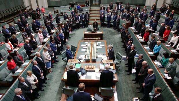 The House of Representatives stands in silence after condolence speeches from Prime Minister Malcolm Turnbull and Opposition Leader Bill Shorten after the terror attack.