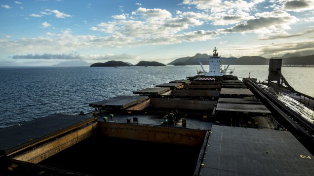 The Companhia Siderurgica Nacional SA (CSN) Tecar iron ore and coal port in Sepetiba bay in Rio de Janeiro, Brazil.