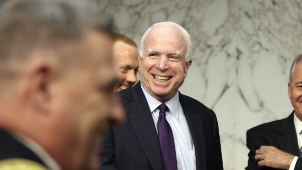 John McCain on Tuesday in Washington. Donald Trump's incendiary comments are proving political gold for Democrats. 