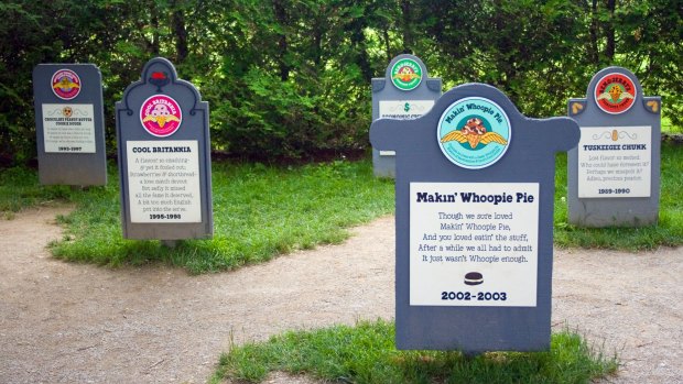 RIP Makin' Whoopie Pie - the flavour graveyard at Ben and Jerry's ice cream factory, Vermont.