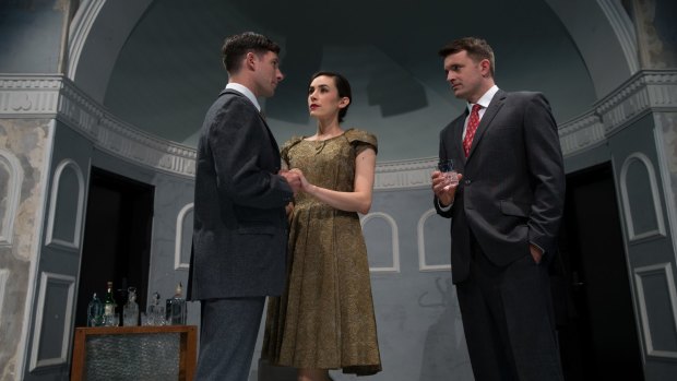 Simon London (left) says <i>The Pride</i> is "wonderful in the way it leads you to face the question of what you are doing with your life".  Also pictured are Geraldine Hakewill and Matt Minto.