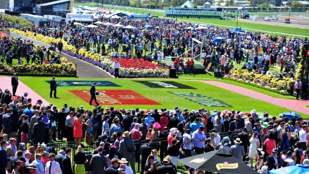 The packed lawn at last year's Melbourne Cup.
