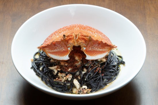 Go-to dish: Squid ink fettuccine with spanner crab.
