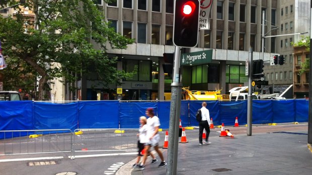 George Street closed at Margaret Street for light rail works.