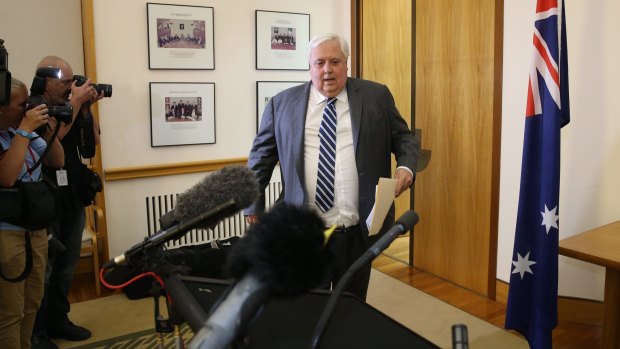 Clive Palmer addresses the media in Canberra this week.
