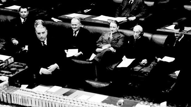 Robert Menzies speaking in parliament in 1941. 